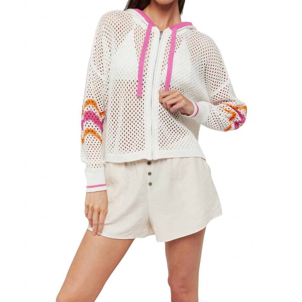 NEW WISPR wave pointelle hoodie in ice water/dragonfruit